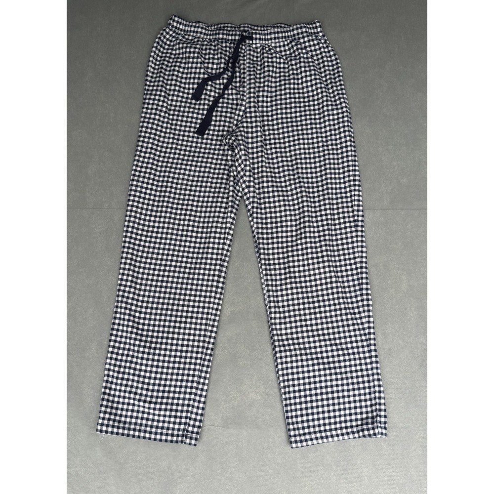 Uniqlo Navy White Gingham Pajama Pants Lounge Trousers Cotton Blend Large